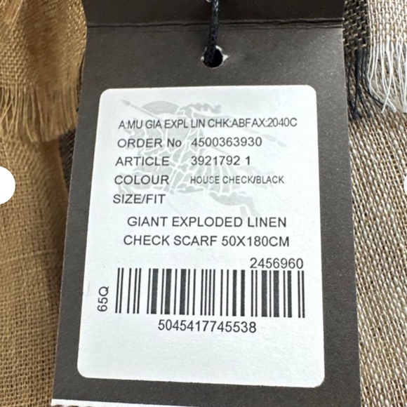 NWT BURBERRY Linen Rectangle Scarf Giant Exploded Check Pattern Unisex Nova - Picture 10 of 10